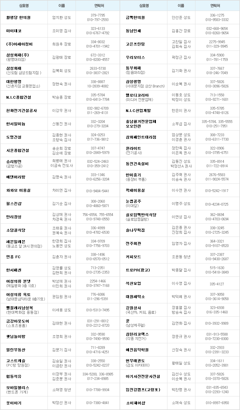 한서가족 사업체